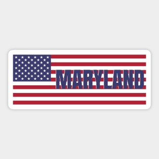 Maryland State in American Flag Sticker